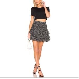 Women's MISA Los Angeles Floral Black Mini Skirt
